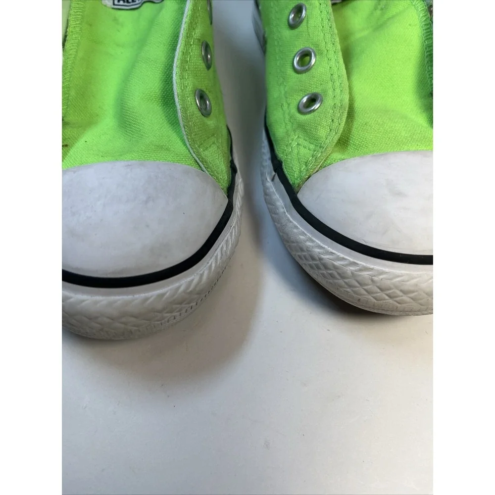 Converse All Star Neon Green Low Top Sneaker Shoes Sz 2 Youth No Laces